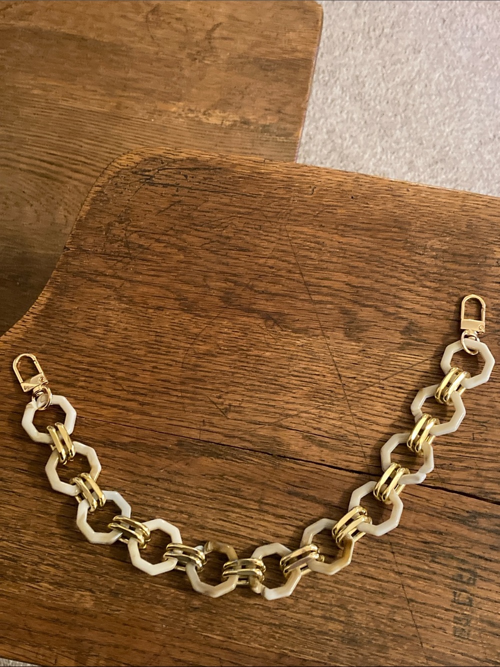 Purse/Bag Chain Chunky Ombre Acrylic & Gold Tone Double Link NWOT